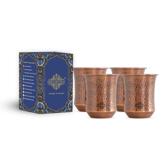 Hammered & Smooth Design Copper Tumbler With 2 & 4 Sets, 10oz/300 ML