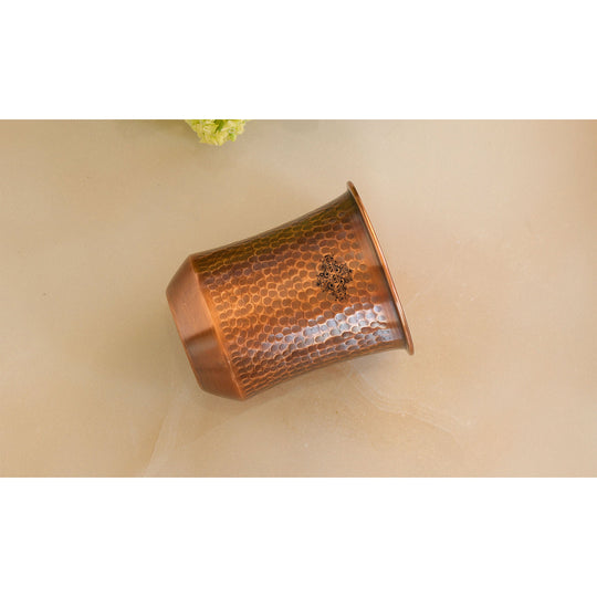 Hammered & Smooth Design Copper Tumbler With 2 & 4 Sets, 10oz/300 ML