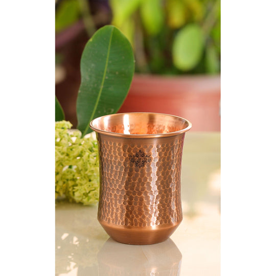 Hammered & Smooth Design Copper Tumbler With 2 & 4 Sets, 10oz/300 ML