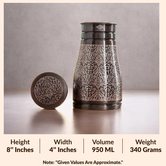 Embossed Copper Bedroom Water Carafe, 32oz/950 ML