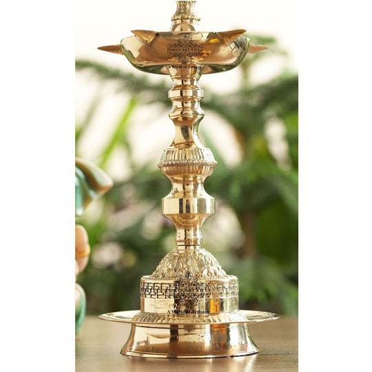 Brass Standing Pillar Diya Maharaja Murga Design