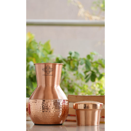 Hammered & Smooth Pot Lacquer Copper Bedroom Carafe, 41oz/1200 ML