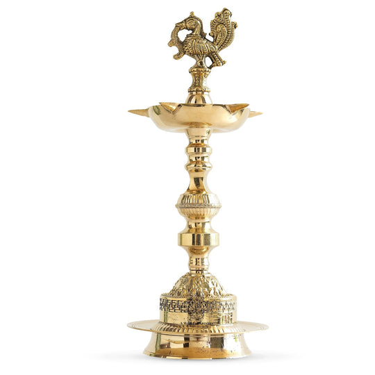 Brass Standing Pillar Diya Maharaja Murga Design