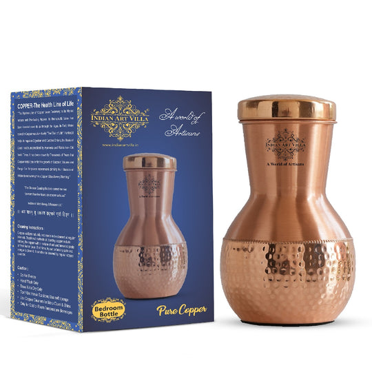 Hammered & Smooth Pot Lacquer Copper Bedroom Carafe, 41oz/1200 ML