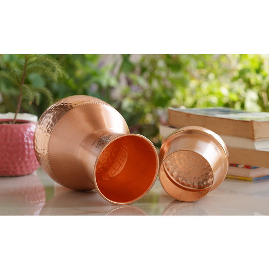 Hammered & Smooth Pot Lacquer Copper Bedroom Carafe, 41oz/1200 ML