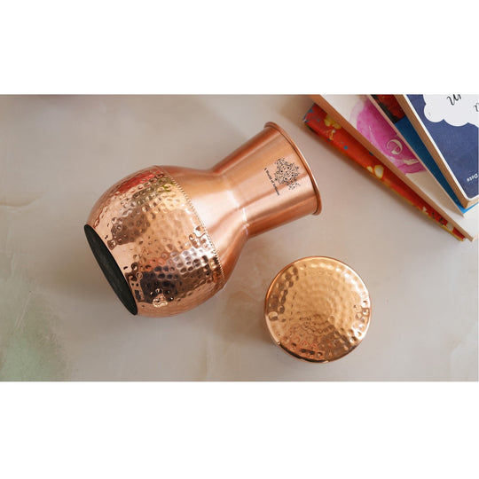 Hammered & Smooth Pot Lacquer Copper Bedroom Carafe, 41oz/1200 ML
