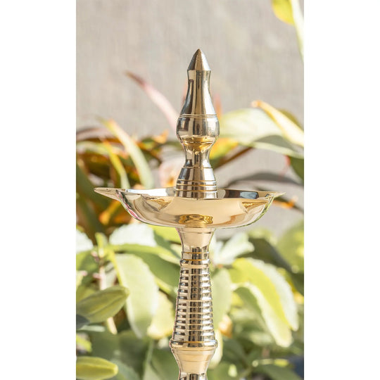 Brass Standing Pillar Lamp – Kerala & Fancy Design, 12 Inch
