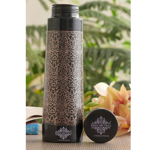 Pyramid Dark Embossed Design Copper Bottle, 28oz/825 ML