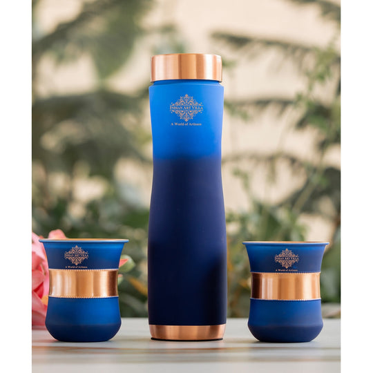 Matt Ombre Copper Bottle & Glass Set – 900 ML