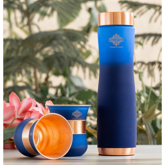 Matt Ombre Copper Bottle & Glass Set – 900 ML