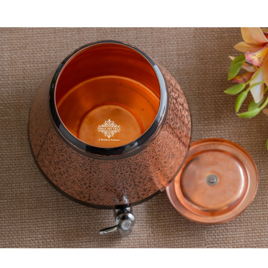 Pure Copper Embossed Design Water Pot