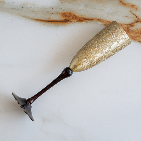 Indian Art Villa Brass Matt Finish Plain & Embossed Design Champagne Glass, Bareware, Bar Accessories & Tools For Bars, Catering Venues, Home, Office, Party, Hotels
