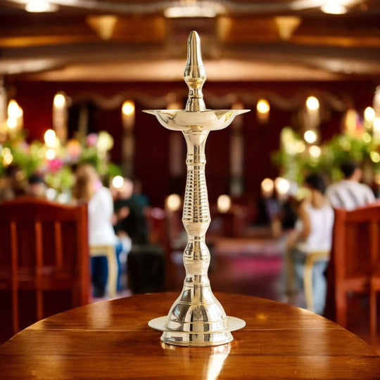 Brass Standing Pillar Lamp – Kerala & Fancy Design, 12 Inch