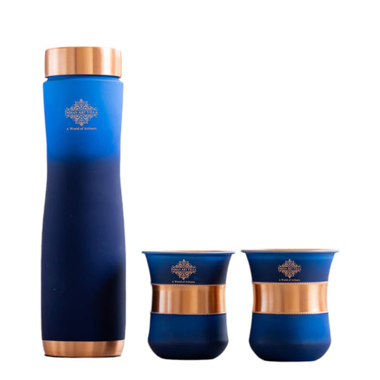 Matt Ombre Copper Bottle & Glass Set – 900 ML