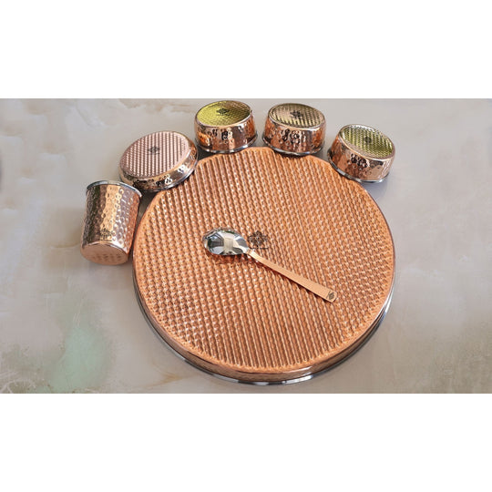 Steel-Copper Hammered Design Dinner Set 12 Inch – 7 Piece