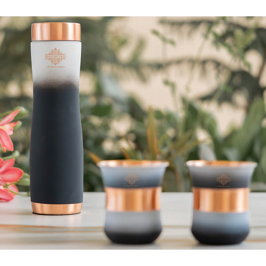 Matt Ombre Copper Bottle & Glass Set – 900 ML