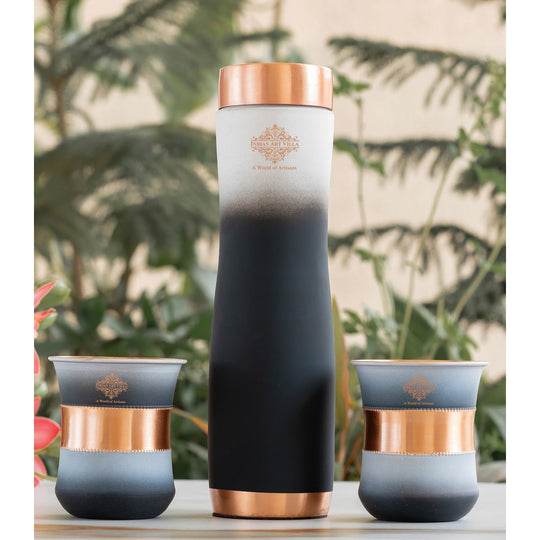 Matt Ombre Copper Bottle & Glass Set – 900 ML