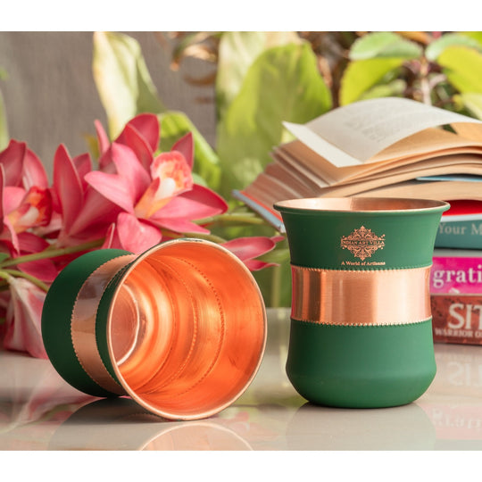 Copper Half Silk Finish Red Ombre Coloured Glass, 300 ML/10 OZ