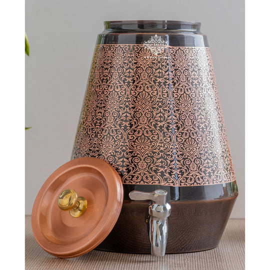 Pure Copper Embossed Design Water Pot