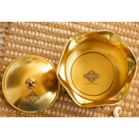 Brass Designer Pot with Lid & 3 Decorative Legs, 43oz
