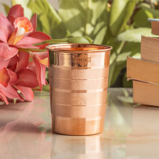 Diamond Hammered Copper Drinking Glass With 2 & 4 Sets, 9oz/275 ML