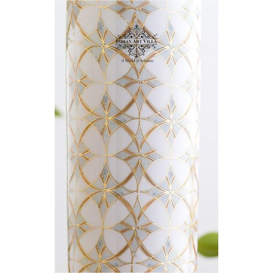 Gold Flower Print Copper Water Bottle, 30oz/900 ML
