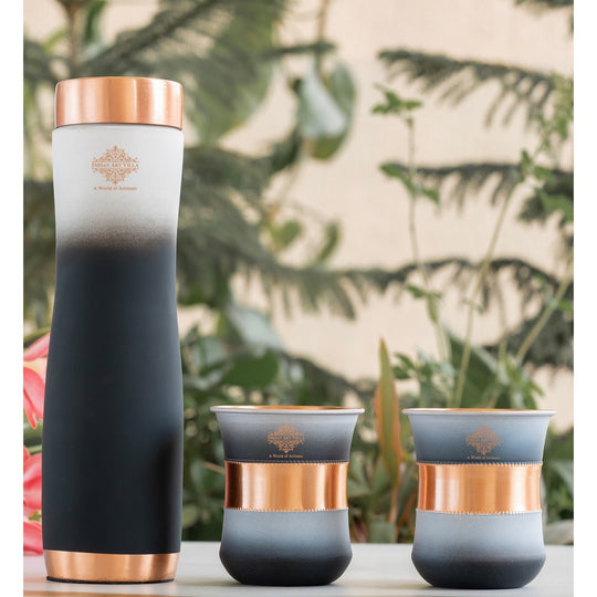 Matt Ombre Copper Bottle & Glass Set – 900 ML