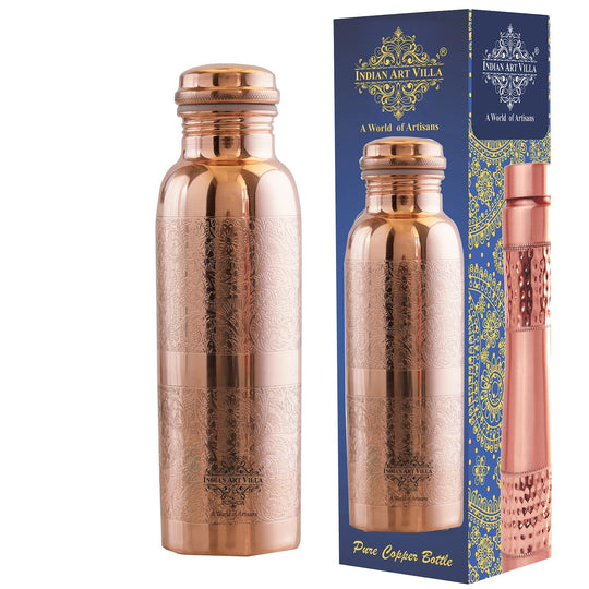 Pure Copper Embossed Water Bottle