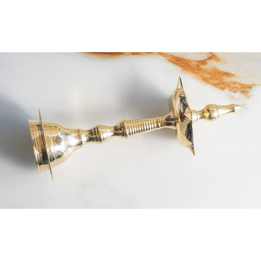 Brass Standing Pillar Lamp – Kerala & Fancy Design, 12 Inch
