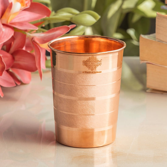 Diamond Hammered Copper Drinking Glass With 2 & 4 Sets, 9oz/275 ML
