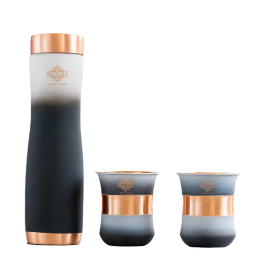 Matt Ombre Copper Bottle & Glass Set – 900 ML