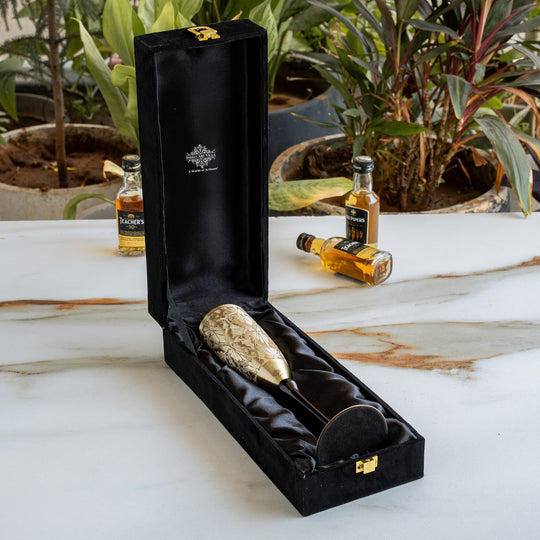 Indian Art Villa Brass Matt Finish Plain & Embossed Design Champagne Glass, Bareware, Bar Accessories & Tools For Bars, Catering Venues, Home, Office, Party, Hotels