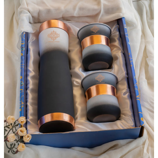 Matt Ombre Copper Bottle & Glass Set – 900 ML