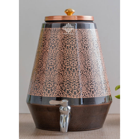 Pure Copper Embossed Design Water Pot