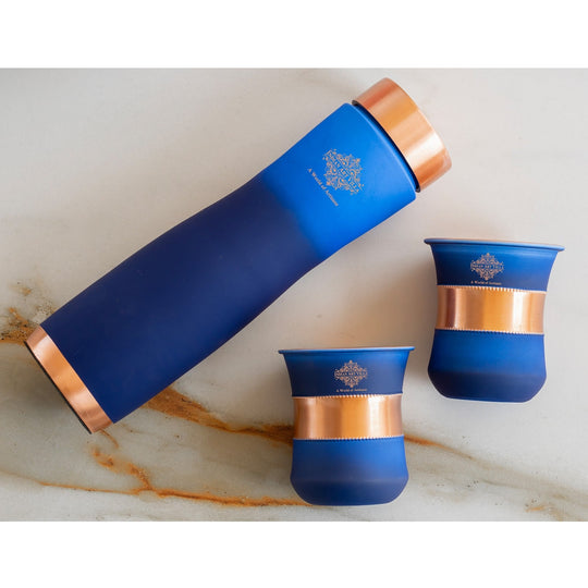 Matt Ombre Copper Bottle & Glass Set – 900 ML