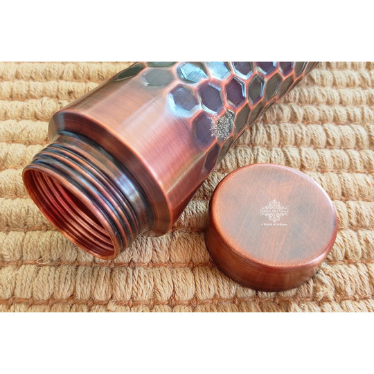 Antique Dark Honeycomb Copper Water Bottle, 34oz/1000 ML