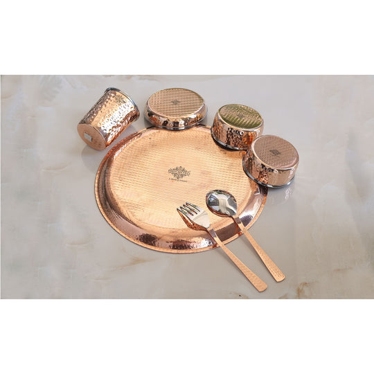 Steel-Copper 7-Piece Dining Set | Indian Art Villa