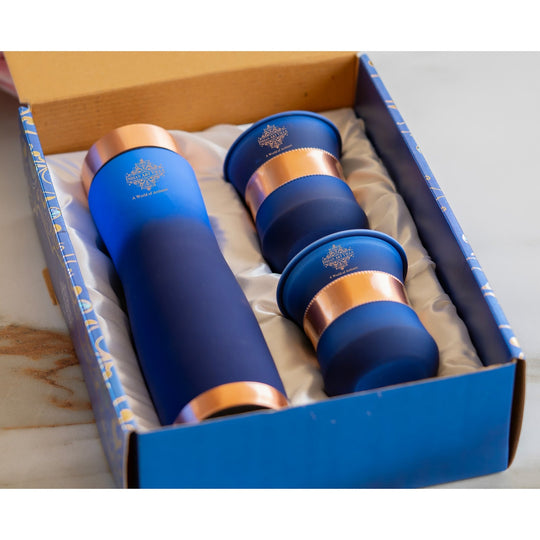 Matt Ombre Copper Bottle & Glass Set – 900 ML