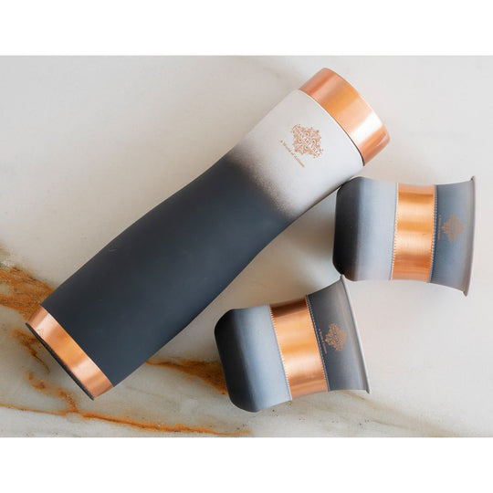 Matt Ombre Copper Bottle & Glass Set – 900 ML