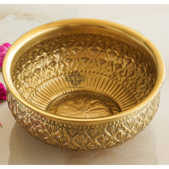 Pure Brass Embossed Design Decorative Bowl