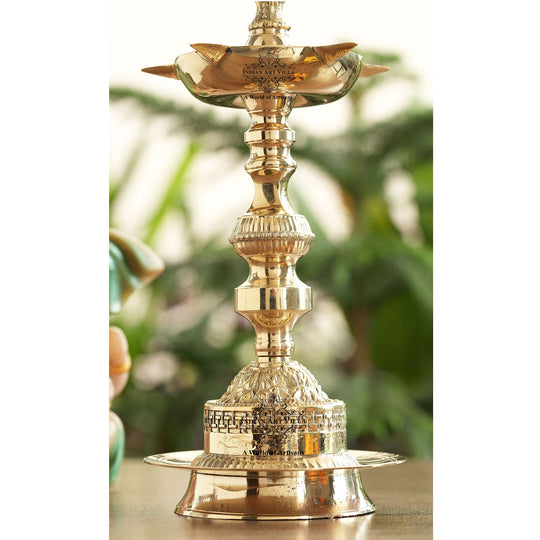 Brass Standing Pillar Lamp – King Rooster Design, 10/12 Inch