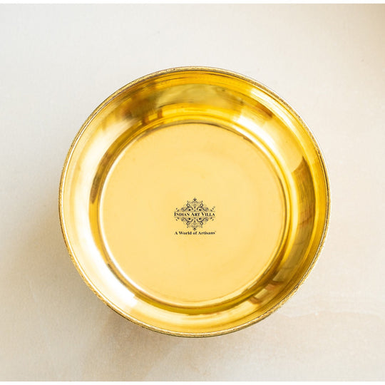 Brass Embossed Design Flat Bottom Bowl – 6 oz Serving Bowl