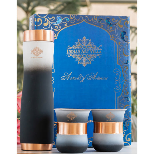 Matt Ombre Copper Bottle & Glass Set – 900 ML