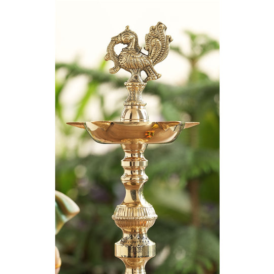Brass Standing Pillar Lamp – King Rooster Design, 10/12 Inch