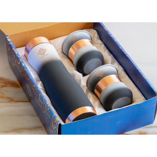 Matt Ombre Copper Bottle & Glass Set – 900 ML