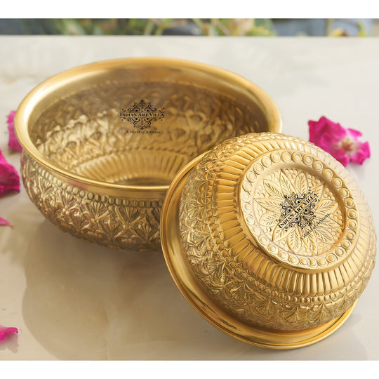 Pure Brass Embossed Design Decorative Bowl