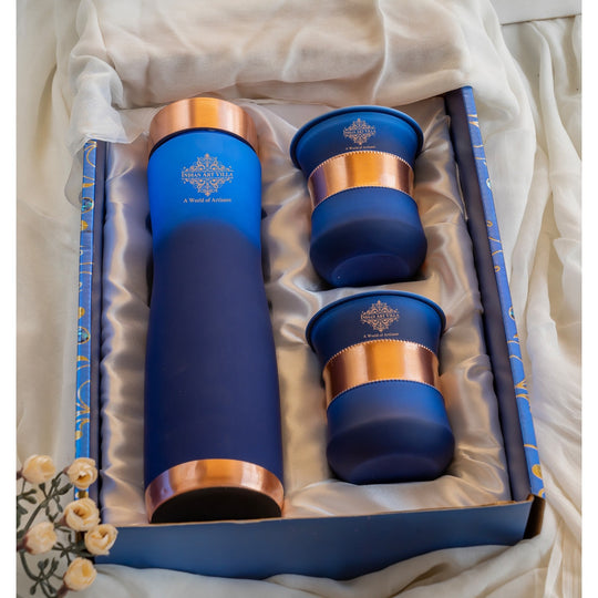 Matt Ombre Copper Bottle & Glass Set – 900 ML