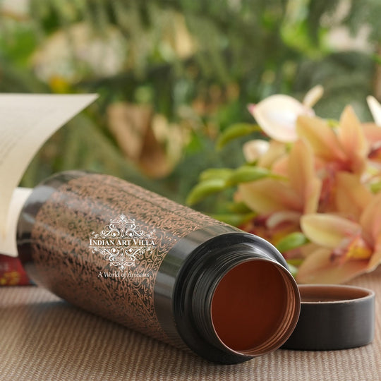 Pyramid Dark Embossed Design Copper Bottle, 28oz/825 ML