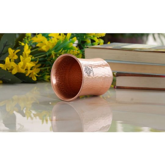 Hammered & Smooth Design Copper Tumbler With 2 & 4 Sets, 10oz/300 ML