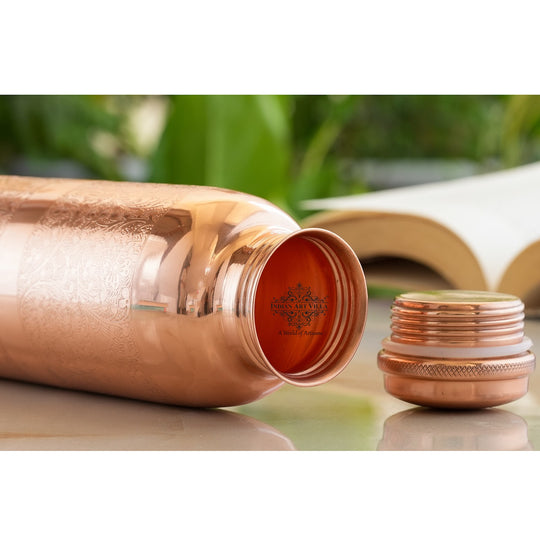 Pure Copper Embossed Water Bottle